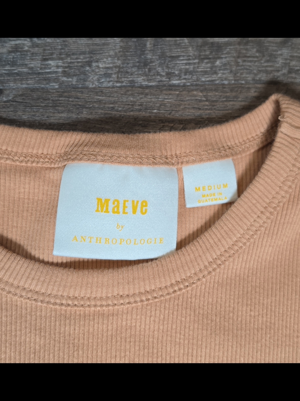 Anthropologie Maeve Short-Sleeve Ribbed Crop Top Womens M Cammel Minimalist Stre - Picture 7 of 11
